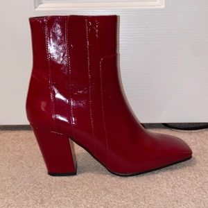 NWT ZARA Leather Patenr Square Toe Booties